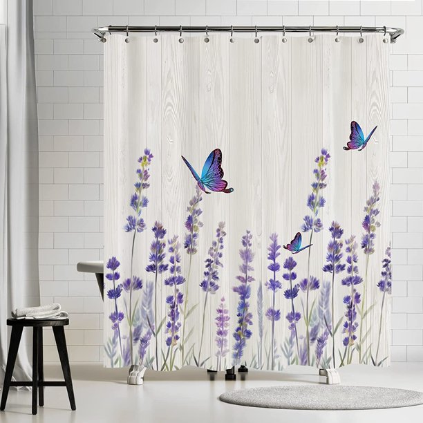 Newhomestyle Lavender Shower Curtain for Bathroom, Farmhouse Style