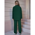 thumbnail image 3 of Womens Knit Lounge Set 2 Piece Loungewear Long Sleeve Button Jacket and Straight Pants Outfits Green L, 3 of 5