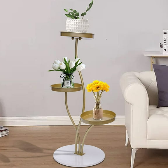 Miumaeov Metal Plant Stand Indoor Slate Flower Rack 3 Tier Living Room Bonsai Shelf Holder