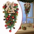 thumbnail image 2 of Xmas Wreaths for Front Door Decoration, Christmas Party Art Decor Supplies, Christmas Ball Pinecones Tree Wreath, Hanging Red Greenery Wreath for Outdoor Indoor, Winter Holiday Ornament, 1 Pcs, 2 of 8