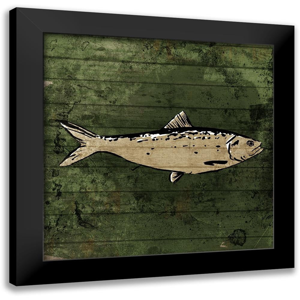 Steched Fish OnRei 20x20 Black Modern Framed Museum Art Print Titled - Sketched Fish ...