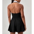 thumbnail image 6 of Gamivast Women Halter Skater Dress Contrast Collar V-Neck Sleeveless A Line Mini Dress Athletic Tennis Golf Casual Summer Cute Fashion Sundress Gown, 6 of 7