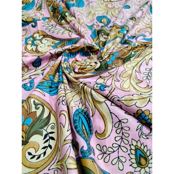 Beautiful Printed Floral Fabric Handmade Cotton Indian Hand Block Cotton Yellow