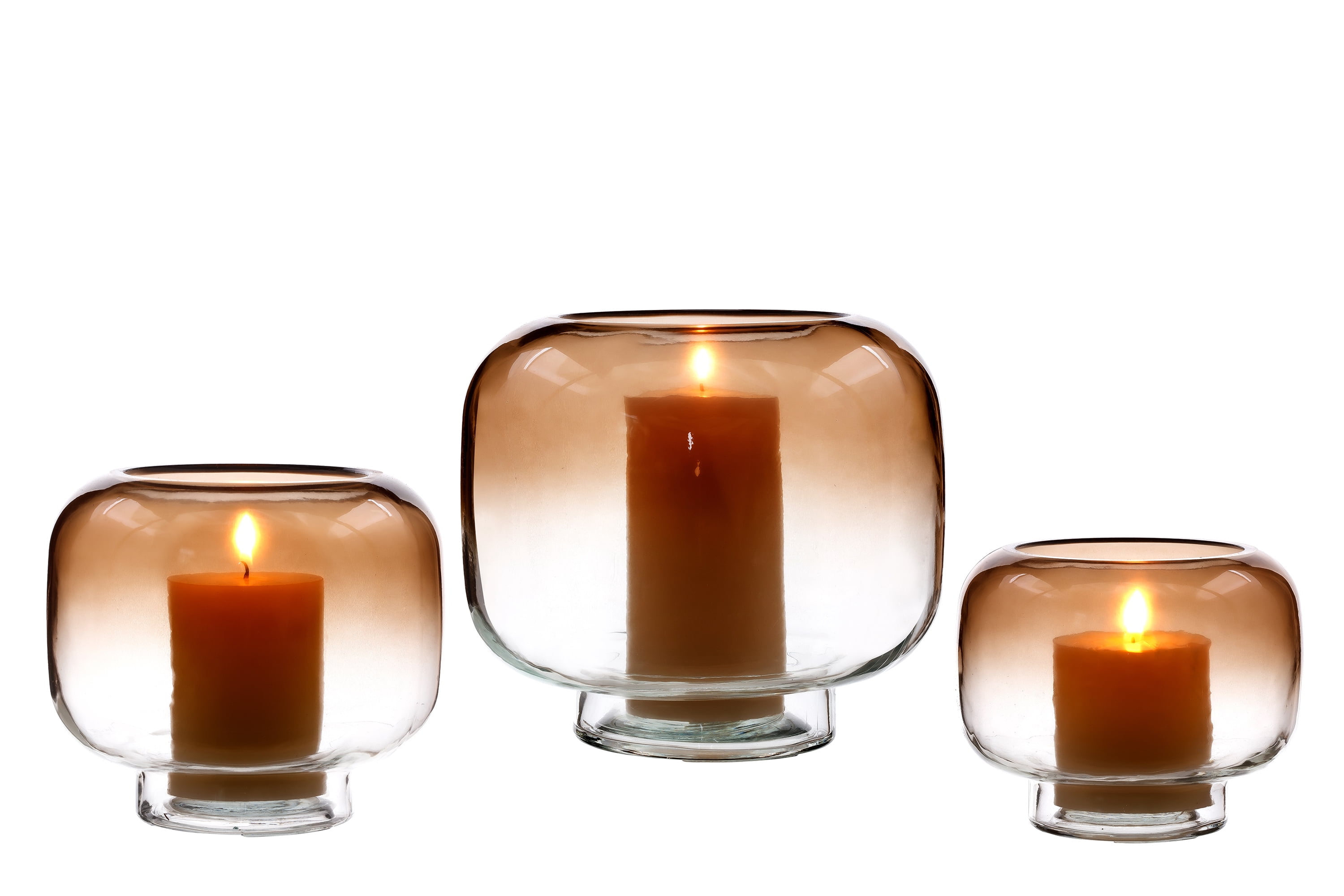 Mainstays 6.5" Brown Ombre Glass Hurricane Pillar Candle Holder Medium