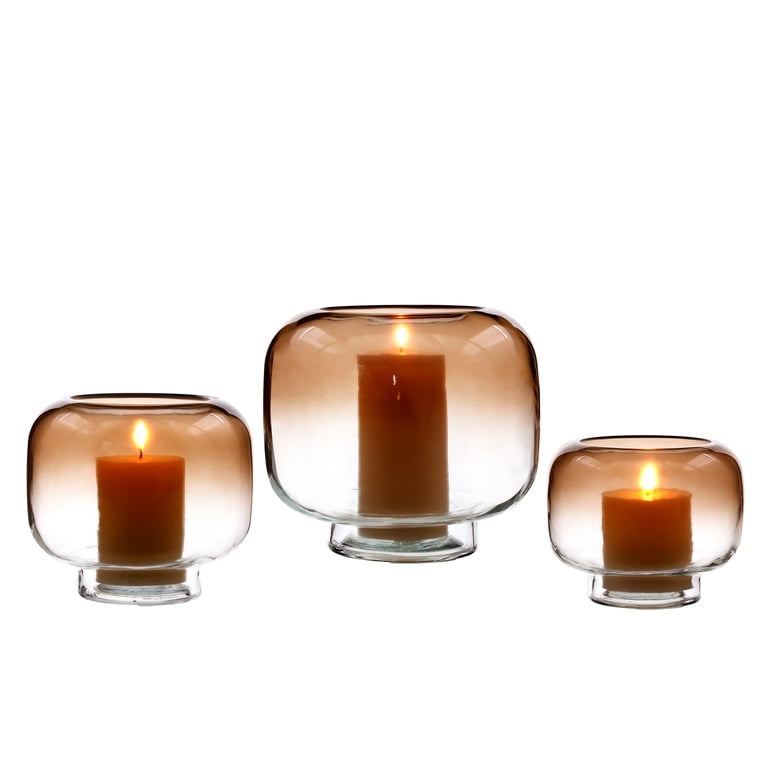 Mainstays 6.5" Brown Ombre Glass Hurricane Candle Holder photo 5