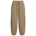thumbnail image 6 of Tumotour Athletic Workout Running Pants for Women Elastic Waist Drawstring Wide-Leg Pants Slacks Summer Beach Trousers with Pocket, 6 of 7