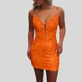 thumbnail image 2 of Sequin Lace Tight Homecoming Dresses Sparkly For Teens Spaghetti Straps V Neck Short Prom Dress Mini Gown, 2 of 5