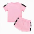 thumbnail image 3 of KPOPLK Summer Toddler Baby Girl Clothes Infant Outfit Letter Print Short Sleeve T Shirt Tops and Jogger Shorts Set Size 9-12 Months,Pink, 3 of 9