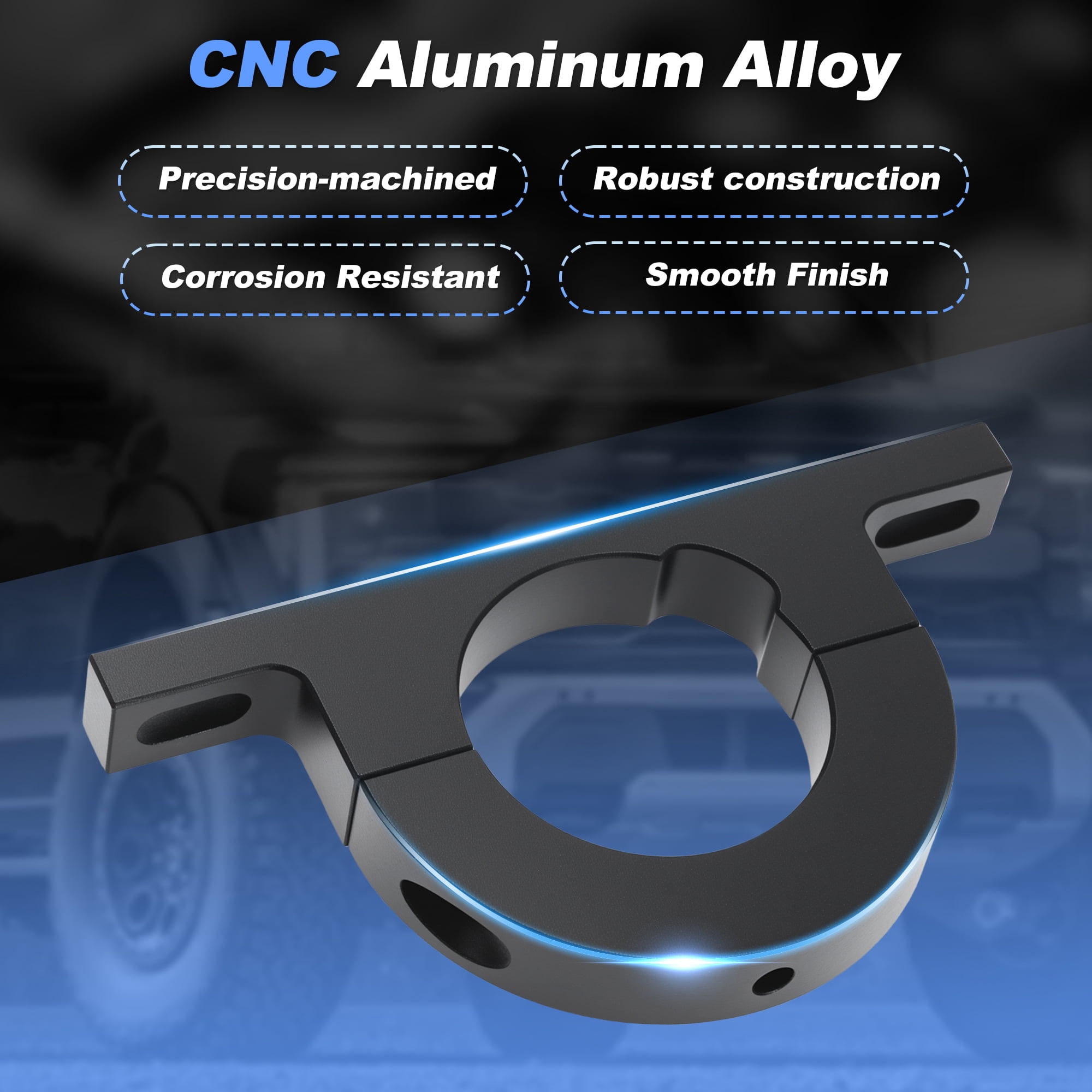 Unique Bargains CNC Aluminum 2" Universal Steering Column Keyed No Drop Mount Black