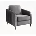 thumbnail image 3 of Hathaway 32" Gray Velvet 1-Piece Modern Armchair with Solid Wood Frame and Non-Slip Pads, 3 of 5