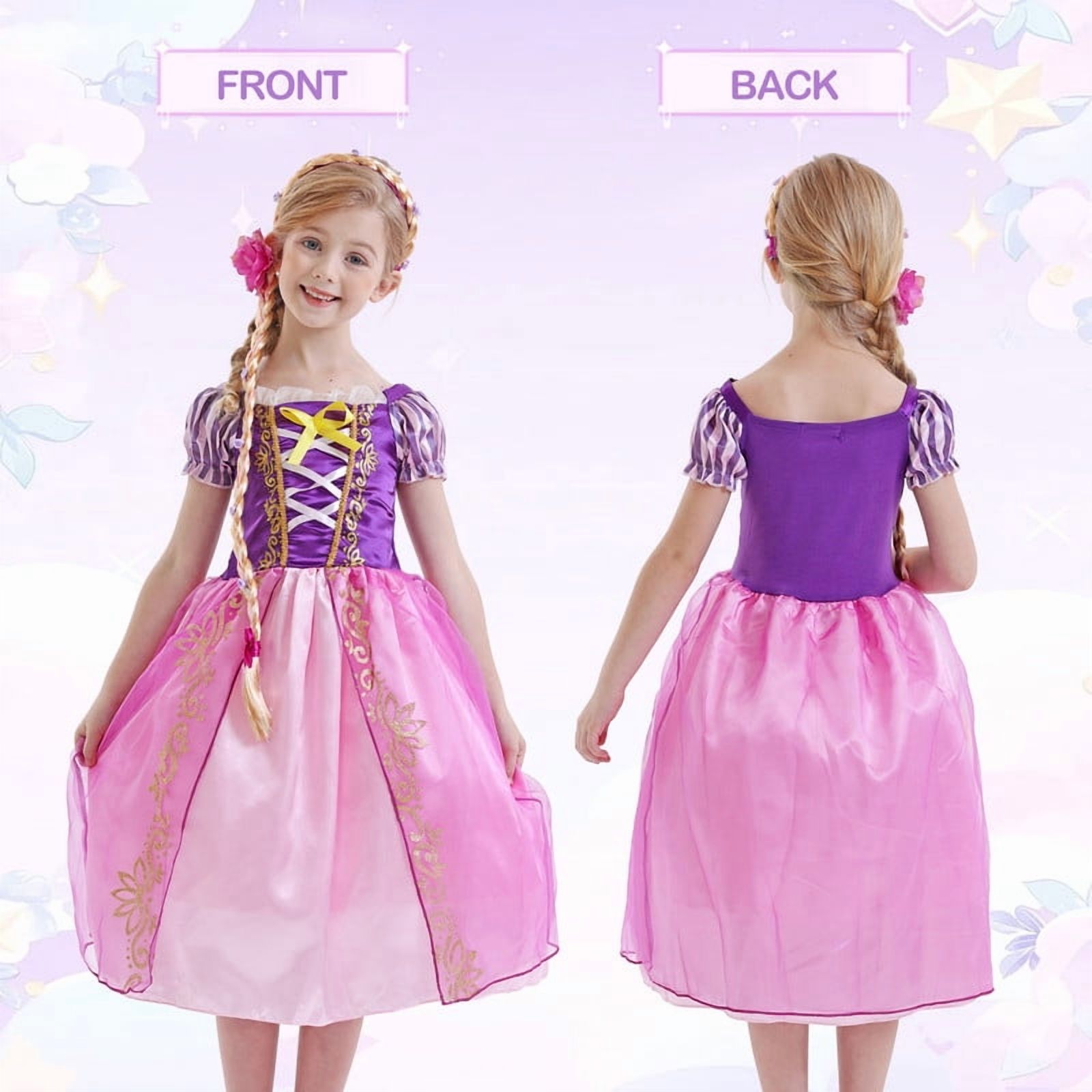 Jurebecia Girls Purple Princess Costume Dress, 6-Piece Set photo 7