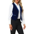 thumbnail image 4 of INSPIRE CHIC Velvet Suit Waistcoat for Women's Retro Sleeveless Steampunk Blazer Dressy Vest S Dark Blue, 4 of 6