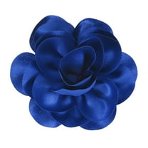 Rose Flower Brooches and Pins for Women, 5.5 Inch Lapel Pins Dainty Satin Fabric Big Camellia Hair Flowers Clips [14cm, Blue]