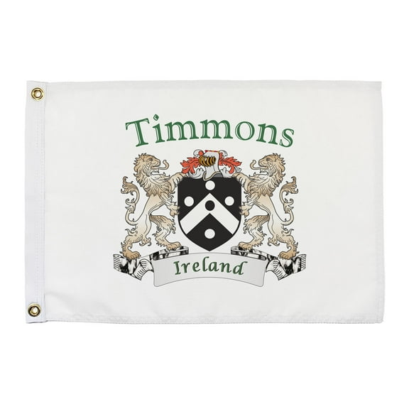 Timmons Irish Coat of Arms Small White Flag - 16"x10.5" inches