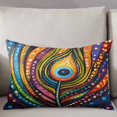 thumbnail image 3 of Peacock Feathers Eye Throw Pillow Cover 20 x 30 Inch Decorative Pillow Cover Abstract Colorful Oil Painting Lumbar Pillowcase Seasonal Rectangle Cushion Case for Couch Sofa Bed Living Room, 3 of 7