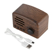 TOPINCN Portable Retro Bluetooth Speaker  Wood Desktop FM Radio Bass Stereo  Mic USB TF Card Support,Portable Speaker, Bass Stereo