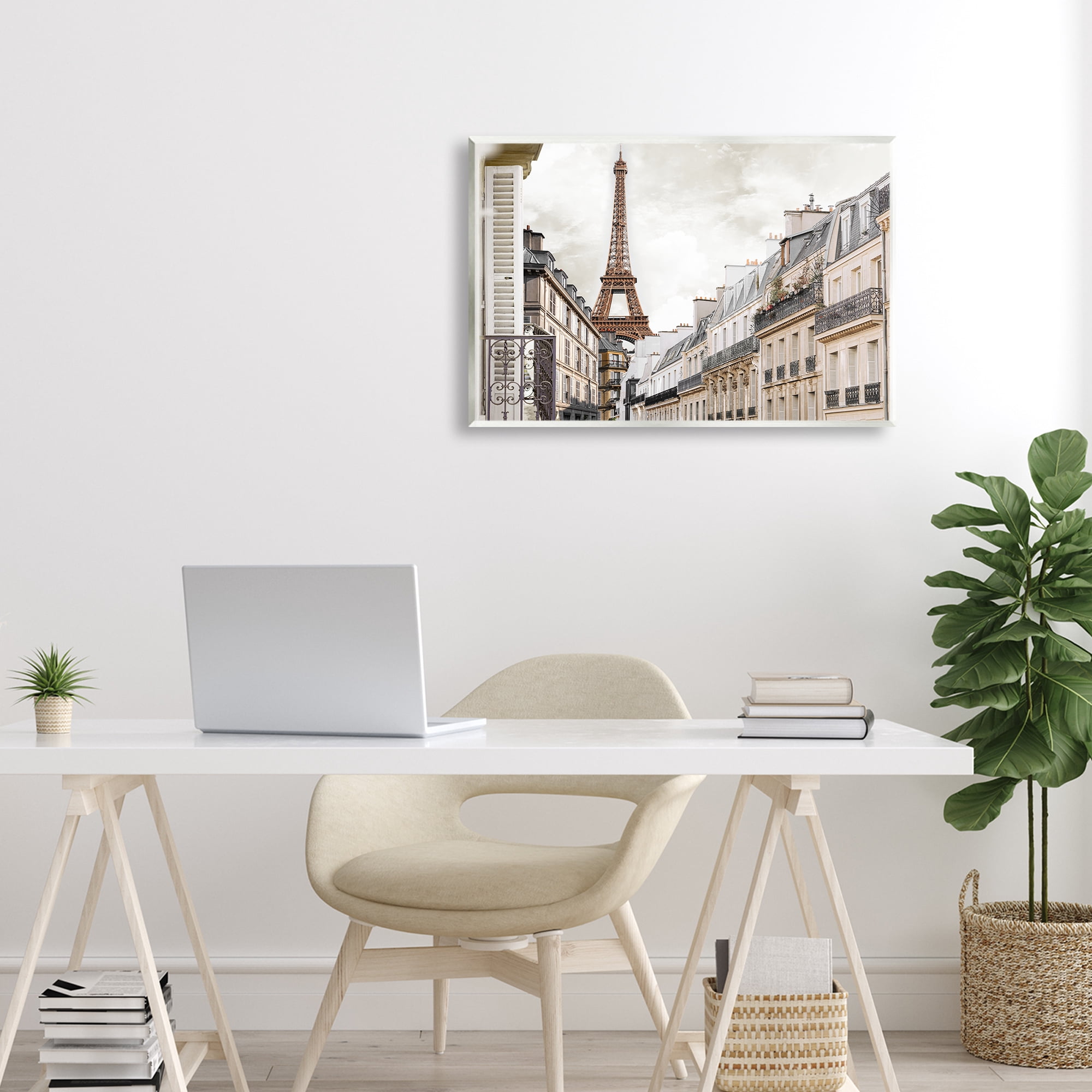 Stupell Industries Eiffel Tower Through Parisian Balconies Wall Plaque Art, design by CAD Designs