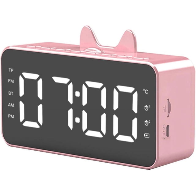 Altavoz Bluetooth con reloj despertador digital, reloj dual, radio FM