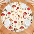 thumbnail image 2 of Red Mushroom Floral Light Beige Pattern Round Fitted Tablecloth with Elastic Edge,Dining Table Cover Waterproof,Outdoor Round Tablecloth for Camping,Dining,Indoor and Outdoor, 2 of 7