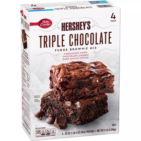 Betty Crocker Hershey's Triple Chocolate Brownie Mix, 20 Oz, 4 Ct