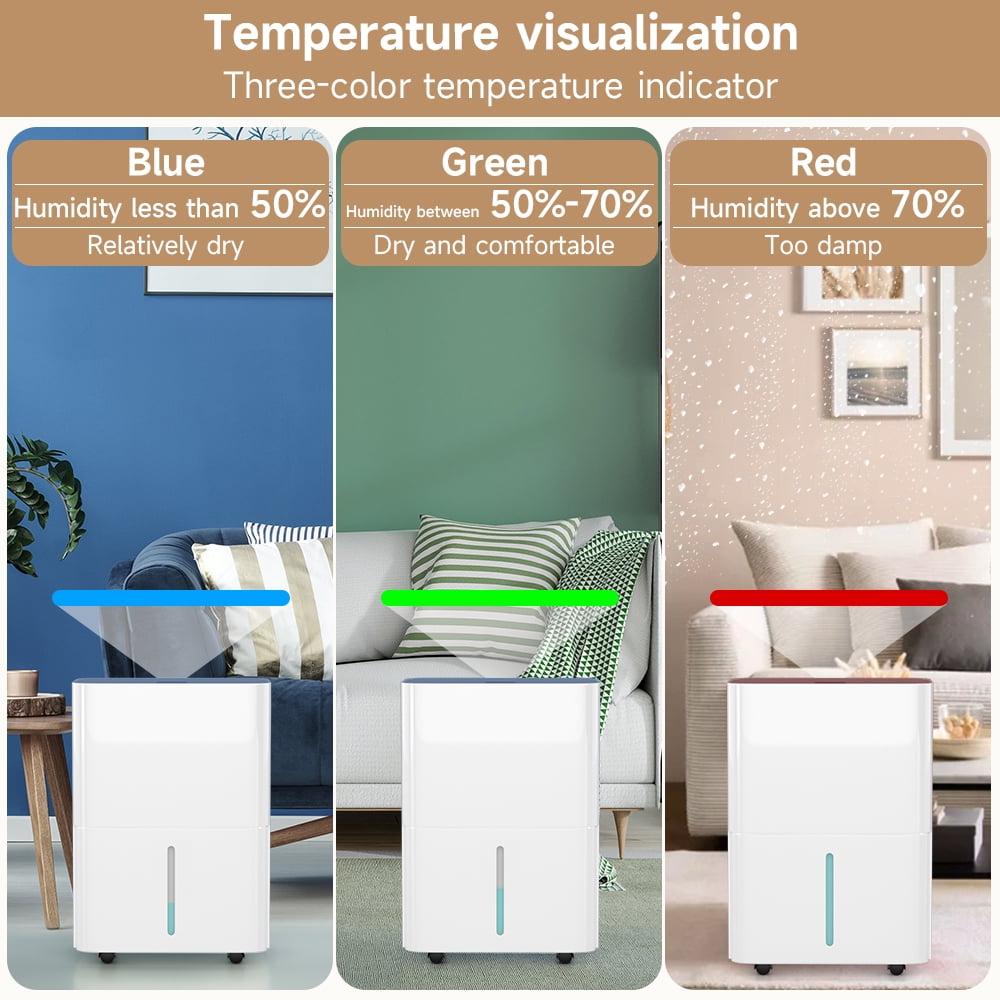 Dehumidifiers for Home, 2500 Sq.Ft with Drain Hose Max 26 Pints, Dehumidifier for Basement, Bathroom, Bedroom, Three Modes, Intelligent Humidity Control, Dry Clothes, 24HR Timer
