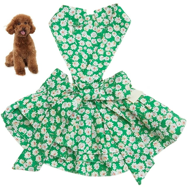 Chien Bowknot Robe Fleur: Coton Chiot Princesse Robe pour Animaux de Compagnie Vêtements pour l'Été
