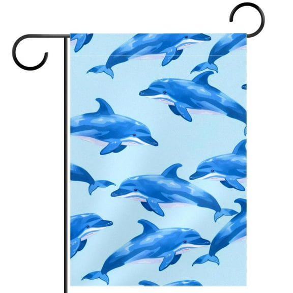 Cute Ocean Dolphins Double Sided Garden Flag Decorative Weather Resistant Yard Flag, Large DIY Vertical Flag for Farmhouse Patio Lawn, 28x40 Inch