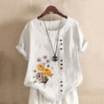 thumbnail image 2 of Short Sleeve T Shirts for Women Summer New Elegant Literary And Artistic Retro Printing Cotton Top Casual T-shirt Tops Saving clearance, 2 of 5