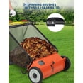thumbnail image 4 of Orange 26 Inch Heavy Duty Push Lawn Sweeper 4 Spinning Brushes Steel Frame 7 Cu. Ft. Adjustable Height Collector for Grass Leaves Yard Debris, 4 of 7