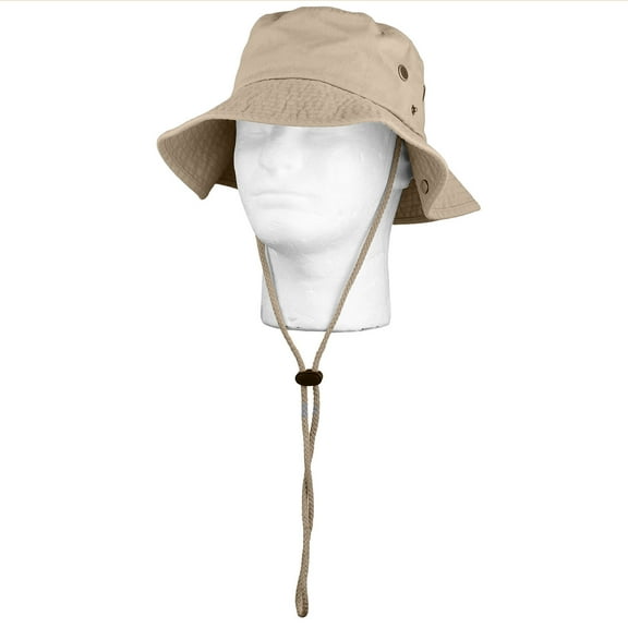 Wide Brim Hiking Fishing Safari Boonie Bucket Hats 100% Cotton UV Sun Protection For Men Women Outdoor Activities S/M Khaki