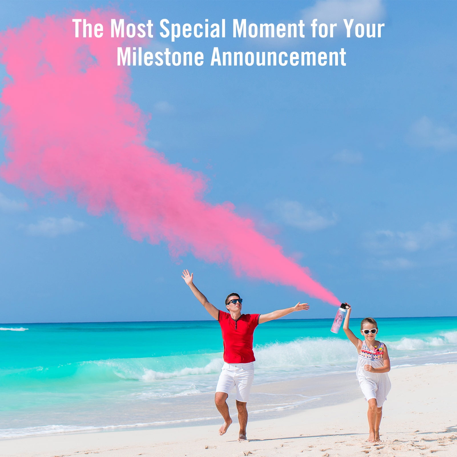 Pink Gender Reveal Smoke Powder Spray – 2 Pack 100g Each, Cornstarch Based Safe Smoke Bombs For Baby Reveal Parties
