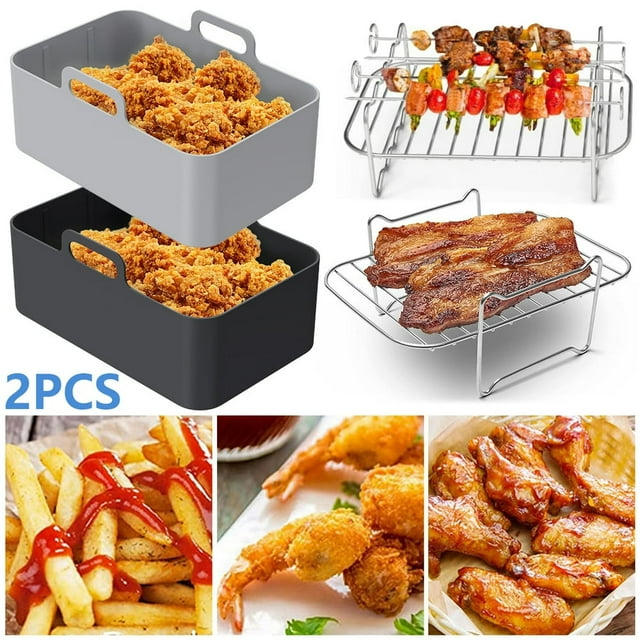 Accessoires de Friteuse d'Air Fixés avec le Pot de Silicone de Friteuse d'Air et le Panier de Silicone Réutilisable de Friteuse d'Air d'Acier Inoxydable