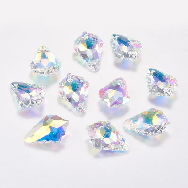 5 colgantes de hojas con diamantes de imitación de cristal facetado, estilo austriaco, para la creación de joyas.