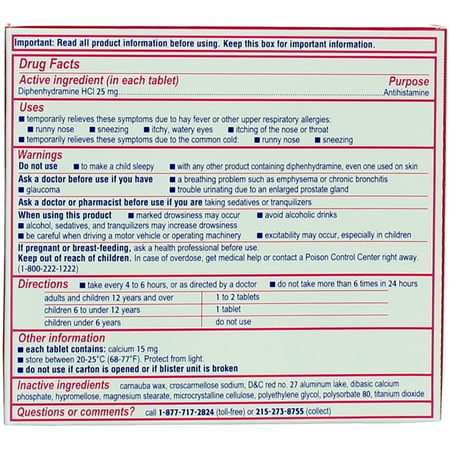 Benadryl Allergy Tablets, 24 Ct (6 Pack) (Bundle)