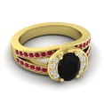 thumbnail image 3 of Diamond-Capitals 2.35 Carat Oval Cut Black Onyx & Red Ruby Gemstone Elegant Wedding Ring for Ladies Solid 14K Yellow Gold Size 4, 3 of 8
