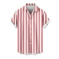 thumbnail image 3 of uublik Mens T-Shirts Short Sleeve Button-Up Striped Dress Shirts Summer Beach Shirt Red XXXL, 3 of 5