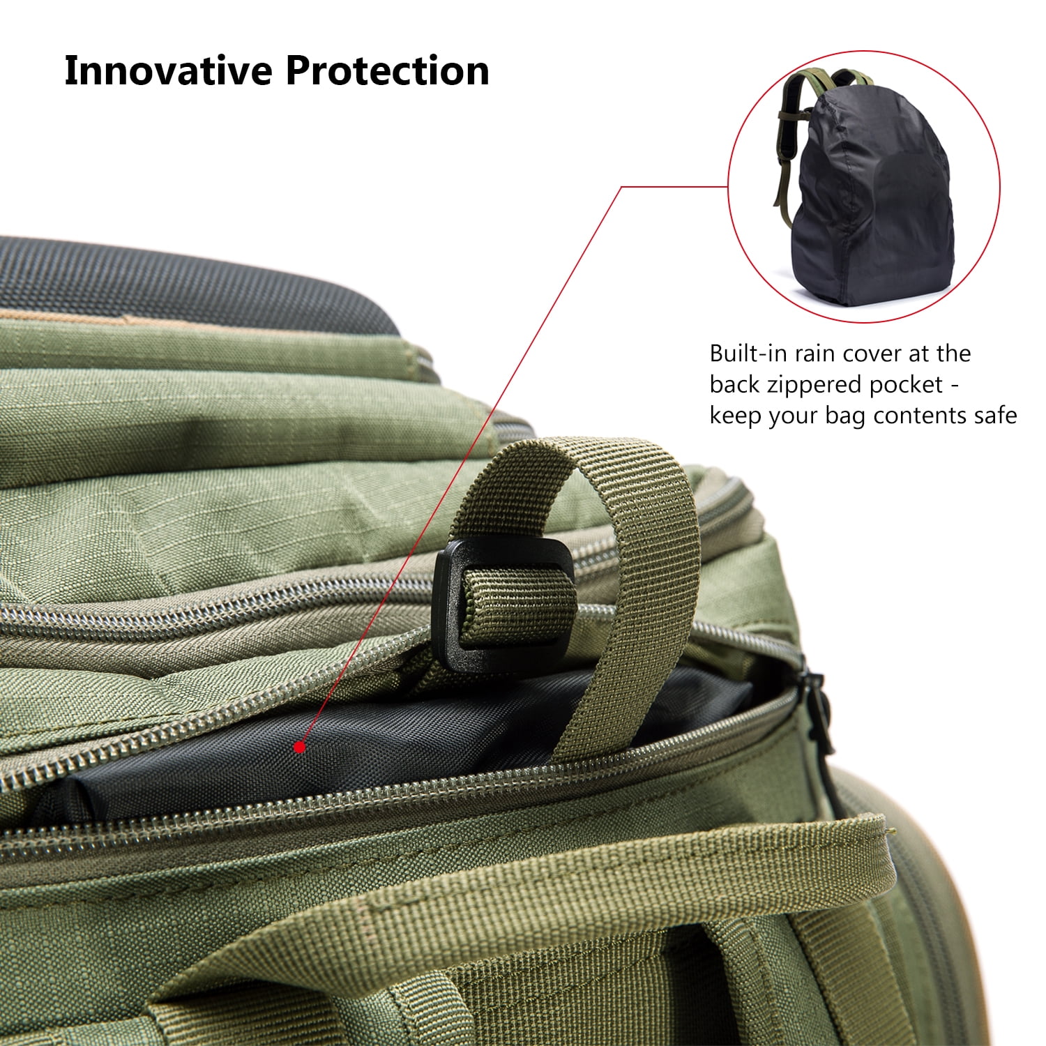 Bassdash Water Resistant Lightweight Tactical Fishing Tackle Box with Protective Rain Cover