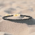 thumbnail image 3 of Women's Black Tourmaline Faceted Bead Bracelet Adjustable Stainless Steel, 3 of 3