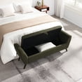thumbnail image 3 of S-HOME 60 Inch Storage Bench in Teddy Cream with Comfortable Padding and Mid Century Wood Legs for Living Room Bedroom，Olive Green, 3 of 8