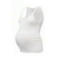 thumbnail image 3 of Gelikeya Maternity Tank Tops Seamless Side Ruched Sleeveless Pregnancy Basic Shirt with Built in Bra Workout Top White, Size XL, 3 of 6