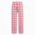 thumbnail image 5 of NOLDARES Girls Checkered Pants Wide Leg Kid Drawstring Baggy Sweatpant Elastic Waist Straight Trouser with Pocket(Pink,8-9 Years), 5 of 5
