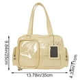 thumbnail image 2 of Hfppkn PU Leather Pin Display Ita Tote Bag Transparent Window Shoulder Handbag for Daily Use 35x11x25cm Yellow, 2 of 7