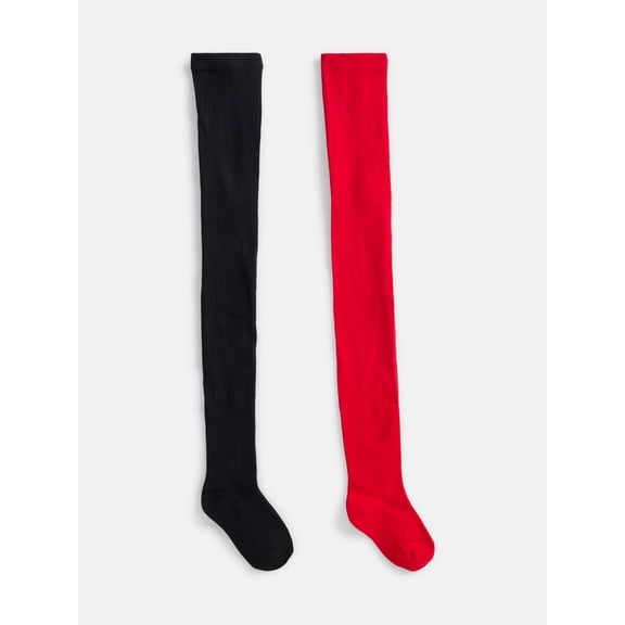 Wonder Nation Girls Rib Tights, 2-Pack, Size Small