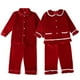 thumbnail image 4 of Venta al por mayor de ropa para niños, pijamas rojos lisos de algodón 95%, pijamas de manga larga con volantes de invierno para bebé, boutique de Navidad, ropa para el hogar, 4 of 4