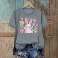 thumbnail image 2 of AKOEE Easter Outfits for Women Teen Girls Cute Floral Bunny Printed Short Sleeve Tops Graphic Basic Tee Shirt (XL, Gray 03), 2 of 6