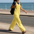 thumbnail image 4 of FRSASU Women's Sleeveless Wide‑Leg Jumpsuit Relaxed Fit Button‑Down Front Overall Jumpsuit with Big Side Pockets Yellow, 4 of 6