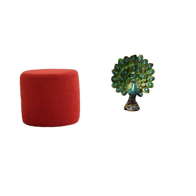 Escabel,Reposapiés pequeño,taburete otomano,sofá,taburete de té,Reposapiés Cubo Taburete Taburete para Dormitorio Baño,Figura de escritorio,Estante de estatua de pavo real para