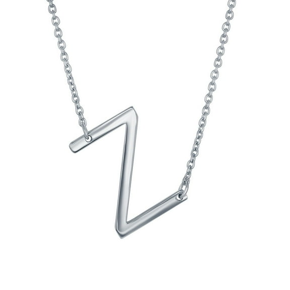iJewelry2 Sterling Silver Sideways Letter Z Initial Pendant Chain Necklace 18''