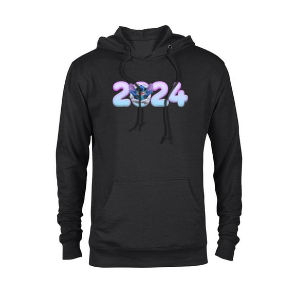 Disney Lilo & Stitch Bursting Through Happy New Year 2024 - Pullover Hoodie for Adults - Customized-Black