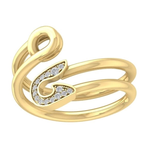 ARAIYA FINE JEWELRY 14K Yellow Gold Diamond Bypass Ring (1/10 cttw, I-J Color, I2-I3 Clarity) Size 9.5